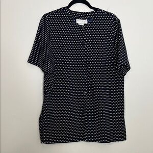 Black and White Polka Dot womens button down Shirt t shirt blouse